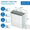 thumbnail image 4 of Dimedeal 18LBS Portable Twin Tub Washing Machine, Small Waher with 1 Drying Rack and 10 Hangers, Mini Compact Laundry Machine with Spinner, Mini Washer for Dorms, Apartment, 4 of 8