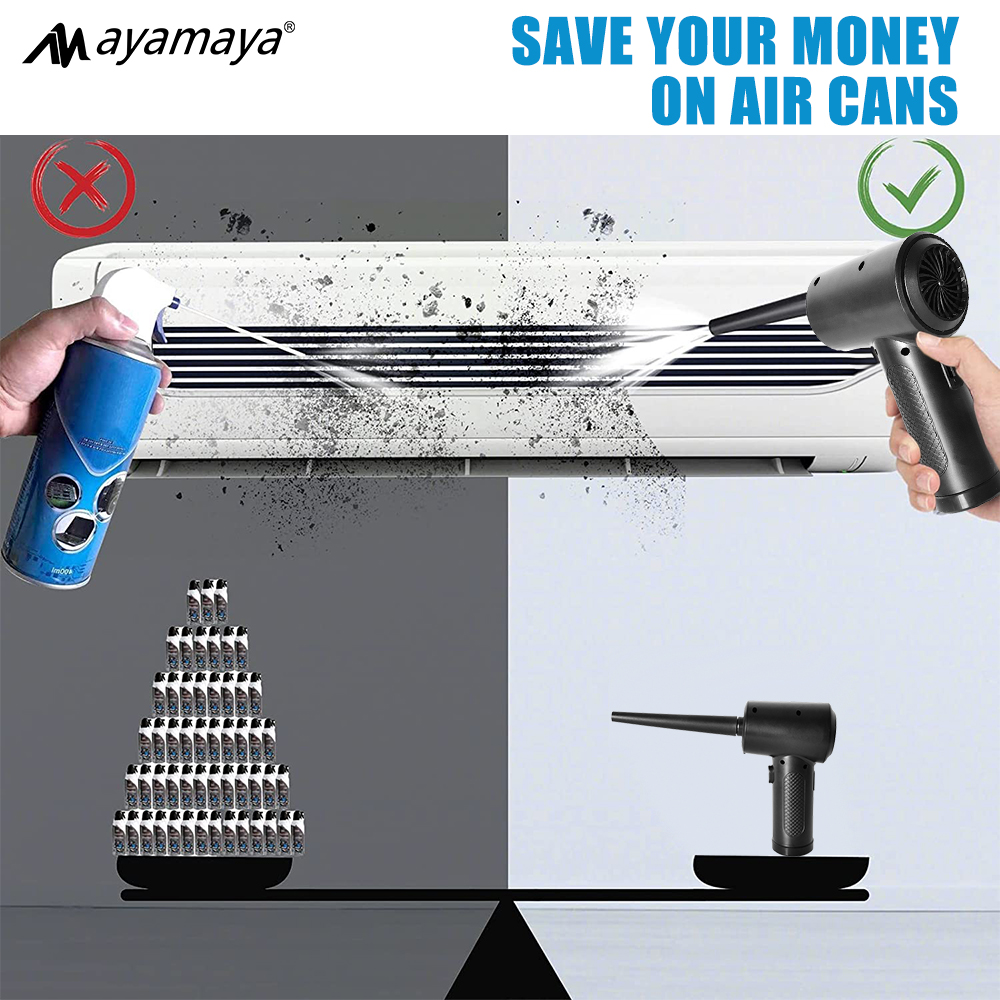 AYAMAYA Compressed Air Duster with 3 Speed Mode, USB Type-C Rechargeable Wireless Keyboard Handheld Cleaner for Office Computer