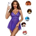 thumbnail image 3 of Chunoy Women Lingerie Babydoll Lace Nightgown Mesh Chemise Boudoir Nighty Teddy Lingerie, 3 of 4