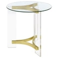 thumbnail image 4 of Janessa Round Glass Top Acrylic Leg End Table Matte Brass, 4 of 9