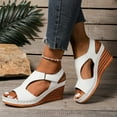 thumbnail image 6 of Viluyesy Women's Wedge Sandals, Open Toe Ankle Strap Breathable Spring Summer Casual Dressy Shoes White 6, 6 of 9
