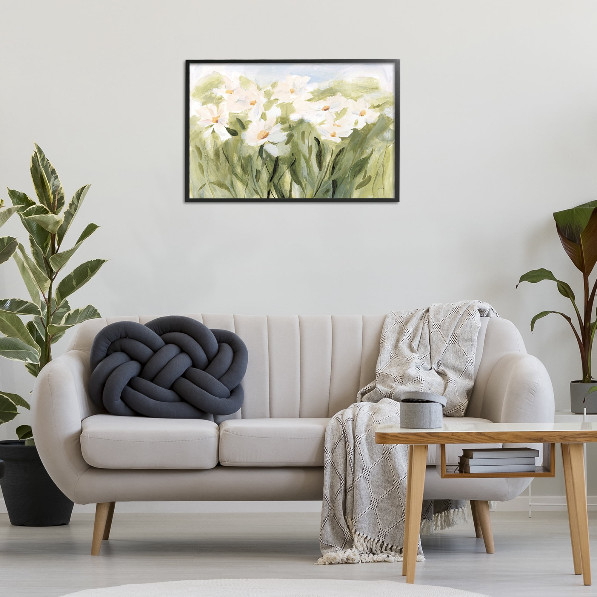 Stupell Industries Daisy Meadow View Botanical & Floral Painting Black Framed Art Print Wall Art, 30 x 20