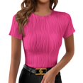 thumbnail image 2 of Summer Tops for Women Women's Solid Color Round Neck Slim Short Sleeve T-Shirt, 2 of 7