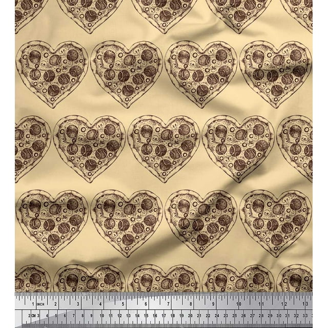 Soimoi Tissu Poly Georgette Imprimé Pizza au Mètre 42 Pouces de Large
