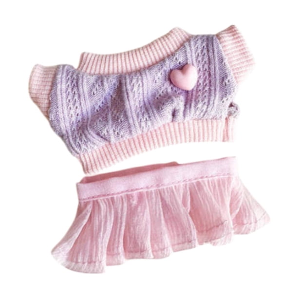 Conjunto de ropa para muñecas de 17 cm Hugo suéter y falda rosa