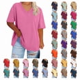 thumbnail image 3 of Womens Summer Tops Short Sleeve Shirts 2025 Casual Oversize Loose Fit Fashion V Neck Clothes S-5XL, 3 of 3