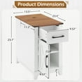 thumbnail image 2 of EROMMY Farmhouse End Table with Charging Station, Narrow Side Table for Living Room, Nightstand with Drawer and Storage Cabinet, Adjustable Shelf, White, 2 of 7