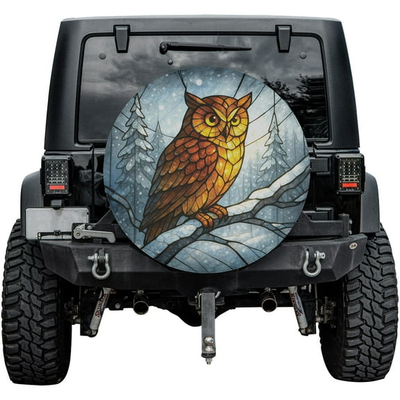 Lotusprinthandmade Flying Owl Spare Tire Cover Without Backup Camera Hole 6 Sizes (27 in.)