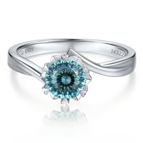 MomentWish March Birthstone Rings, Anniversary Ring for Her, 1Carat Moissanite Wedding Ring S925 Sterling Silver