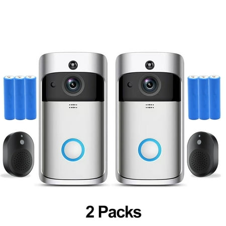 2PCS Ring & Video Doorbell with Camera Wireless WiFi Security Phone Bell 720PHD ，Video Doorbell Camera, Wireless Doorbell Camera with Chime