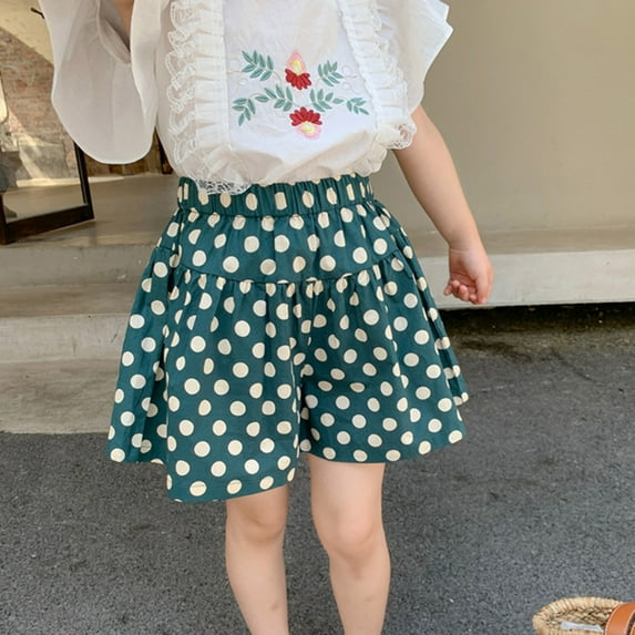 Dyfzdhu Toddler Kids Baby Girls Jogger Shorts Summer Cotton Casual Floral Polka Dot Shorts Active Pants