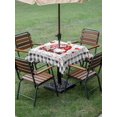 thumbnail image 3 of Outdoor Tablecloth with Umbrella Hole and Zipper, Valentine's Day Square Table Cloth 54x54 Inch Waterproof Tablecloth, Red Gnomes Love Letter Buffalo Plaid Picnic Table Cover for Patio Camping, 3 of 7