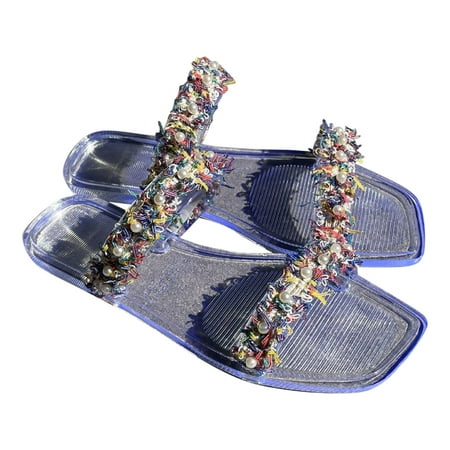 

Gzztg Shoes For Women Summer Sandals Flat Slip On Roman Open Toe Casual