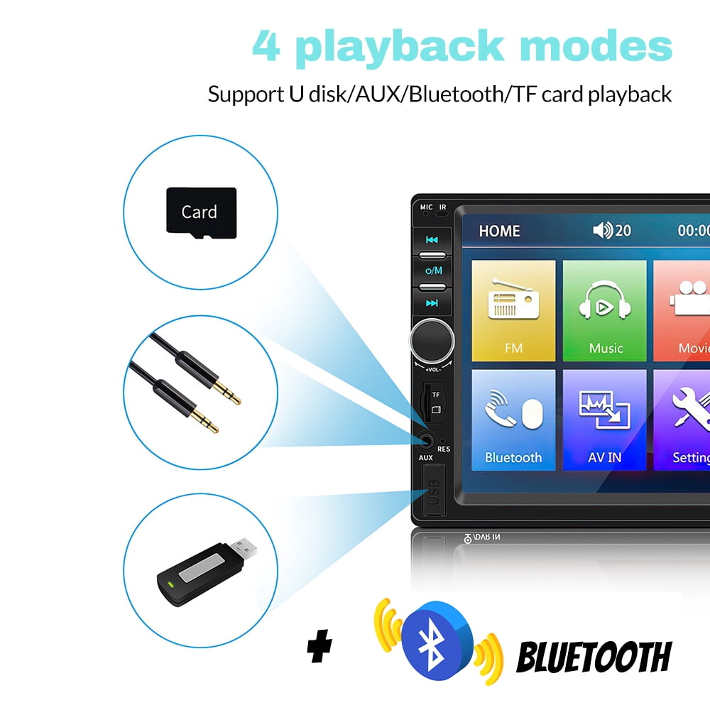 DFITO 7inch Double Din Car Stereo, Bluetooth Car Radio, MP5 Player, HD Touch Screen, FM Receiver