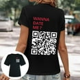 thumbnail image 2 of TSADFHJI Hauts pour Femmes Chic Aguichant Nouveau T-Shirt à Deux Codes Mode Col Rond Manches Courtes TTG Noir, 2 of 7