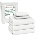 thumbnail image 4 of RUVANTI 100% Organic Cotton Sheets -Split King Sheet - 5 Piece Percale Weave Bedding, Crisp, Cooling & Breathable, Soft & Durable, 16" Deep Pocket, Hotel Quality Sábanas - Bit of Blue, 4 of 8