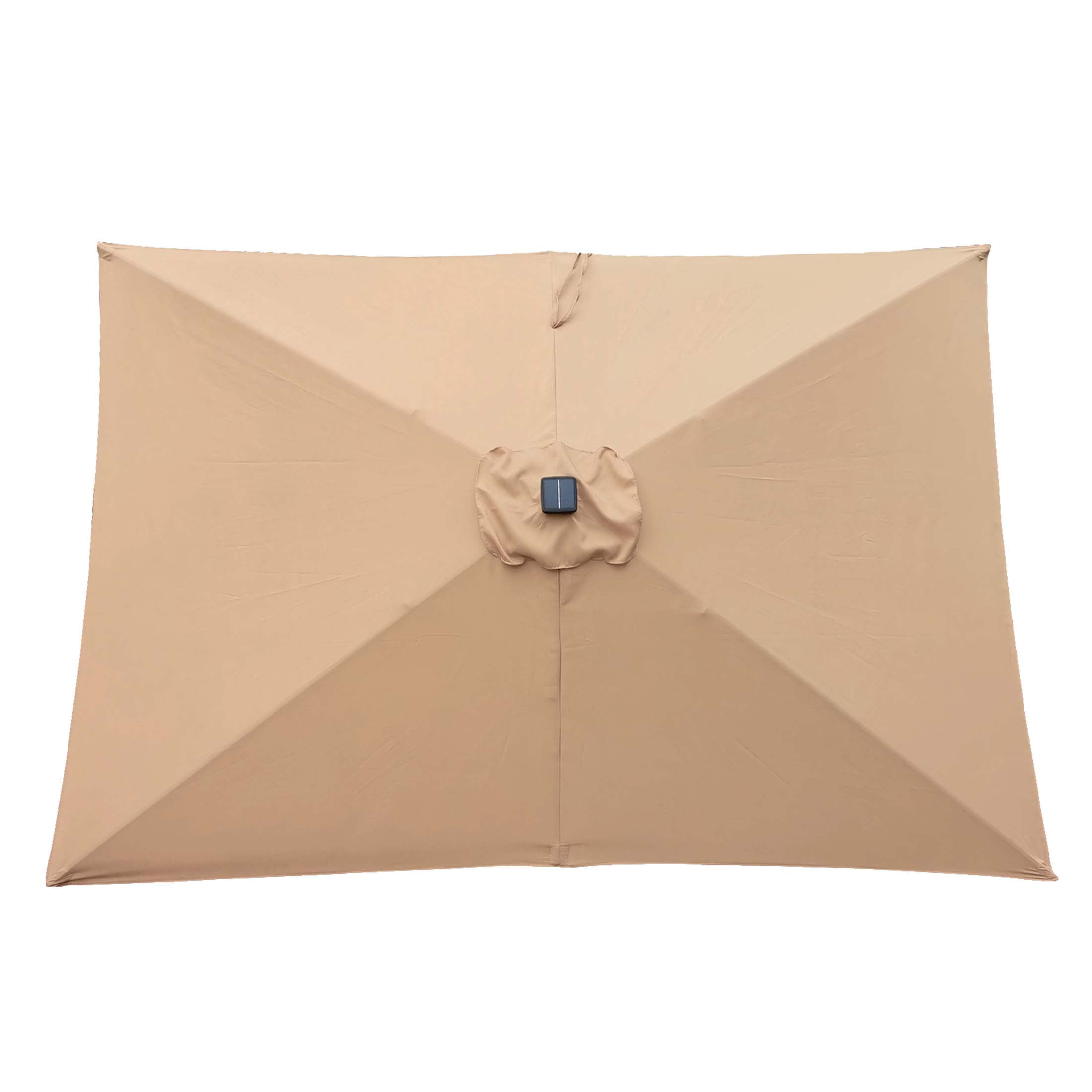 Aukfa 10 x 6.5ft Rectangular Patio Solar LED Lighted Outdoor Umbrellas for Market Beach Pool - Brown