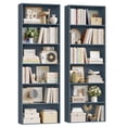 thumbnail image 4 of Homfa 6 Tier Tall Bookshelf and Bookcase, 2PC Wooden Bookcase Display Shelf for Living Room Home Office Library Storage, Blue, 4 of 10