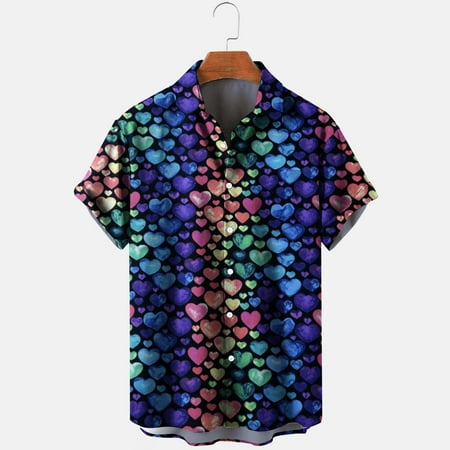 

Valentines day gifts Men s Fashion Valentine s Day Printed Single Pocket Shirt Casual Loose Printed Pocket Shirt party favors games date night