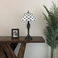 thumbnail image 3 of Tiffany Table Lamp White Stained Glass Crystal Beans LED Bulbs Included For Living Room Bedroom Bedside 12"W*12"D**22"H, 3 of 7