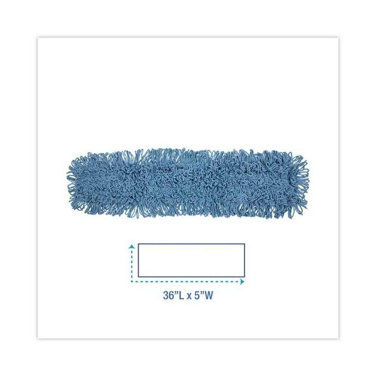 Dust Mop Head, Cotton/Synthetic Blend, 36 x 5, Looped-End, Blue Dust Mop Head, Cotton/Synthetic Blend, 36 x 5, Looped-End, Blue