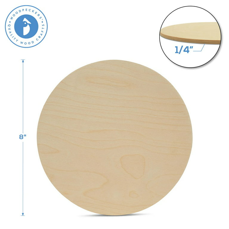 Wood Circles 8 inch, 1/4 Inch Thick, Birch Plywood Discs, Pack of 10  Unfinished Wood Circles for Crafts, Wood Rounds by Woodpeckers 