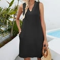 thumbnail image 7 of Diufon Women's Summer Casual Dresses Solid Color Dress Ruffle V Neck Sleeveless Mini Dress with Pockets, 7 of 7