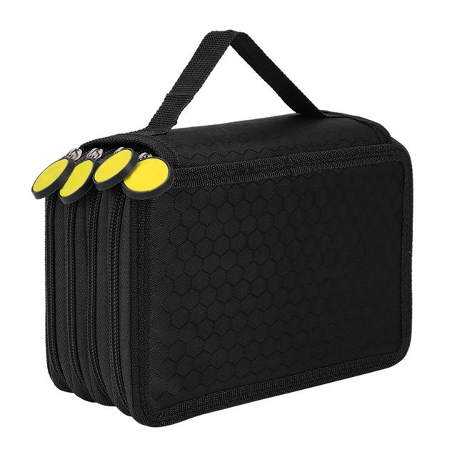 Emoshayoga Bolsa de papelería de Gran Capacidad-Bolsa de papelería de Gran Capacidad de 72 Agujeros y 4 Capas, Estuche de lápices de Colores con Cremallera de Dibujos Animados(Negro)