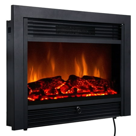 Costway 28 5 Fireplace Electric Embedded Insert Heater Glass Log
