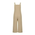 thumbnail image 2 of FAIWAD Womens Casual Overalls Jumpsuits Sleeveless Wide Leg Spaghetti Strap Rompers With Pockets (Large, Khaki2), 2 of 4
