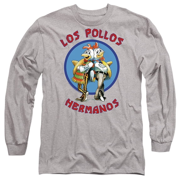 Breaking Bad Los Pollos Hermanos Unisex Adult Long-Sleeve T Shirt,Los Pollos Hermanos Grey, Medium