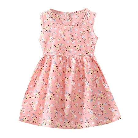 

Wozhidaoke baby girl clothes Floral Princess Dress Toddler Beach Flower Sleeveless Dress Skirt kids valentines day gifts