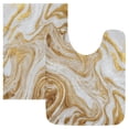 thumbnail image 2 of RMDQTR 16" × 24" Rectangle Shape Bathroom Rugs Plush Toilet Base Mat Soft Rugs Non Slip Absorbent Golden Curved Marble, 2 of 9
