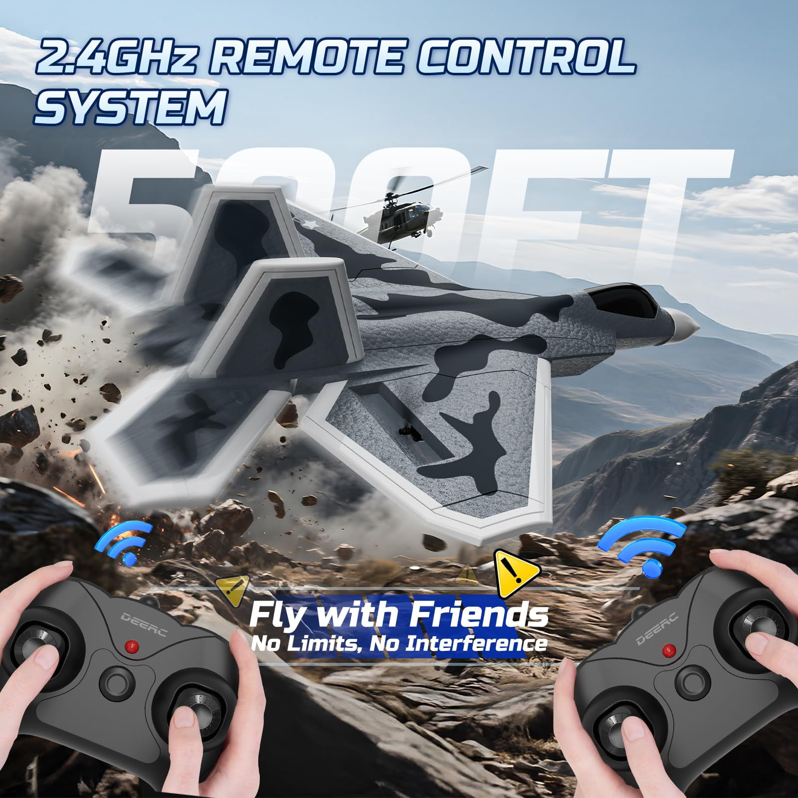 DEERC RC Plane, Remote Control Eagle Plane, RTF Airplane, 2.4GHZ 2CH Flying Bird with 2 Batteries & Propeller 6-axis Gyro Stabilizer, Easy to Fly for Beginners Adults Kids Boys