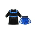 thumbnail image 4 of Rswnyirn Kids Boys 2 Piece Boxing Uniform Set Satin Long Hooded Boxing Robes Cloak and Shorts Set Blue 14, 4 of 5