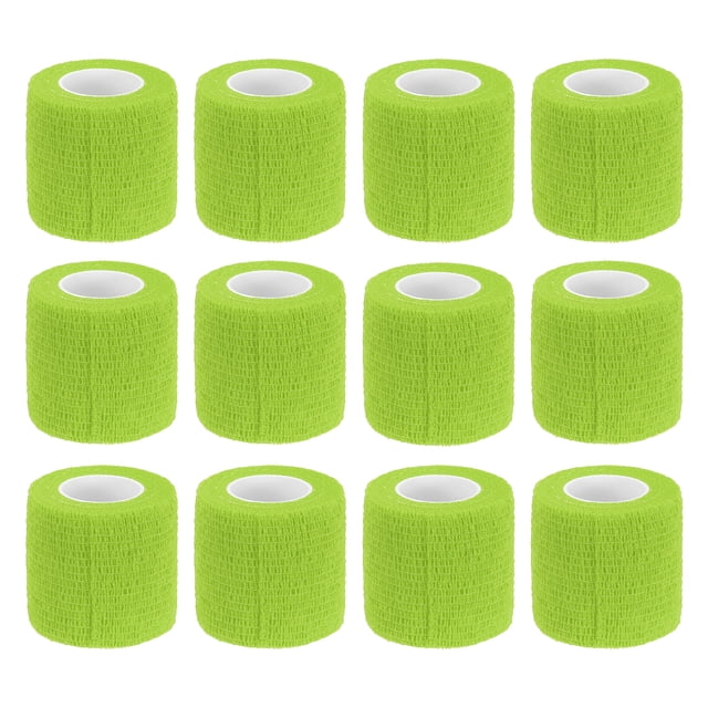 12 Rollos de Cinta Adhesiva Elástica, Vendaje Elástico, 2" x 5 Yardas, Cinta para Muñeca y Rodilla, Verde Pasto
