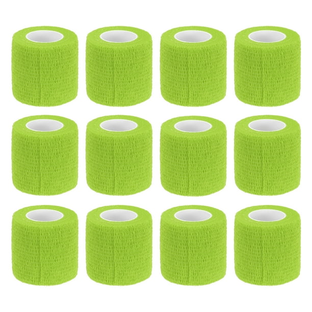 12 Rollos de Cinta Adhesiva Elástica, Vendaje Elástico, 2" x 5 Yardas, Cinta para Muñeca y Rodilla, Verde Pasto