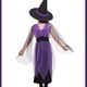 thumbnail image 3 of Disfraz de bruja morada para Halloween, disfraz de niña para fiesta de carnaval, disfraz de Purim para niña, con sombrero y escoba, 3 of 5