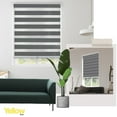 thumbnail image 2 of YELLOW BLINDS Gray Cordless Zebra Roller Shades for Windows, Dual Layer Light Filtering & Room Darkening, 21"W X 72"H, Modern Window Blinds with Cassette Valance, Easy Install, Safe for Kids & Pets, 2 of 9
