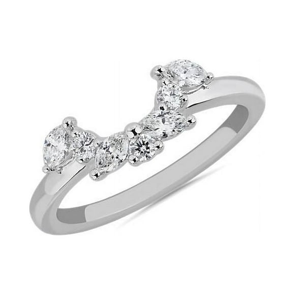 0.30 Carat Color F-G, Clarity VS1, Marquise Cut Natural Diamond Unique Eternity Band for Anniversary & Wedding Solid 18K White Gold Size 4