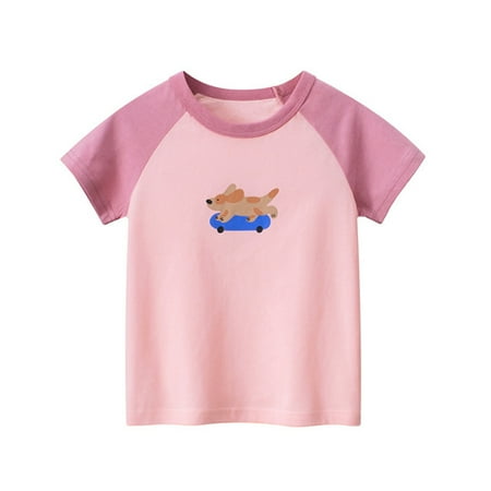

MXIEZI Girls Baby Cartoon T-Shirts Kids Crew Neck Tees Tops Summer for 1-8Y Toddler Short Sleeve Fashion T-Shirt