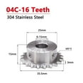 thumbnail image 2 of 1pc 16 Teeth 04C 304 Stainless Steel Industrial Drive Sprocket Wheel Chain Gear 16T Bore 6 8 10 12 14 15mm, 2 of 5