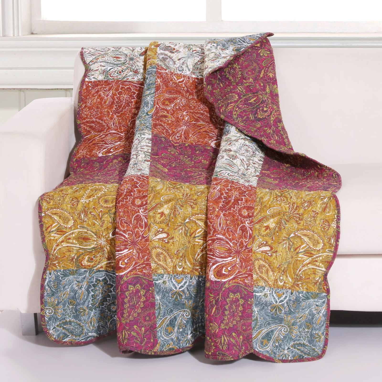 Paisley Slumber Quilted Throw Blanket by Barefoot Bungalow