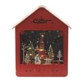 thumbnail image 3 of Figuras de casa de nieve navideñas, decoración con luz cálida, cabaña de troncos brillante para Rojo, 3 of 9