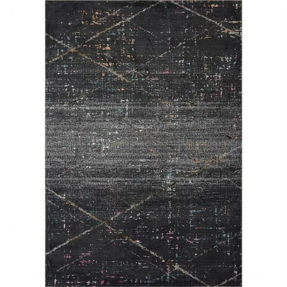 5 x 8 ft. Distressed Black Abstract Area Rug