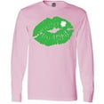 thumbnail image 3 of Inktastic St. Patrick's Day Lucky Lips with White Shamrock Long Sleeve T-Shirt, 3 of 5