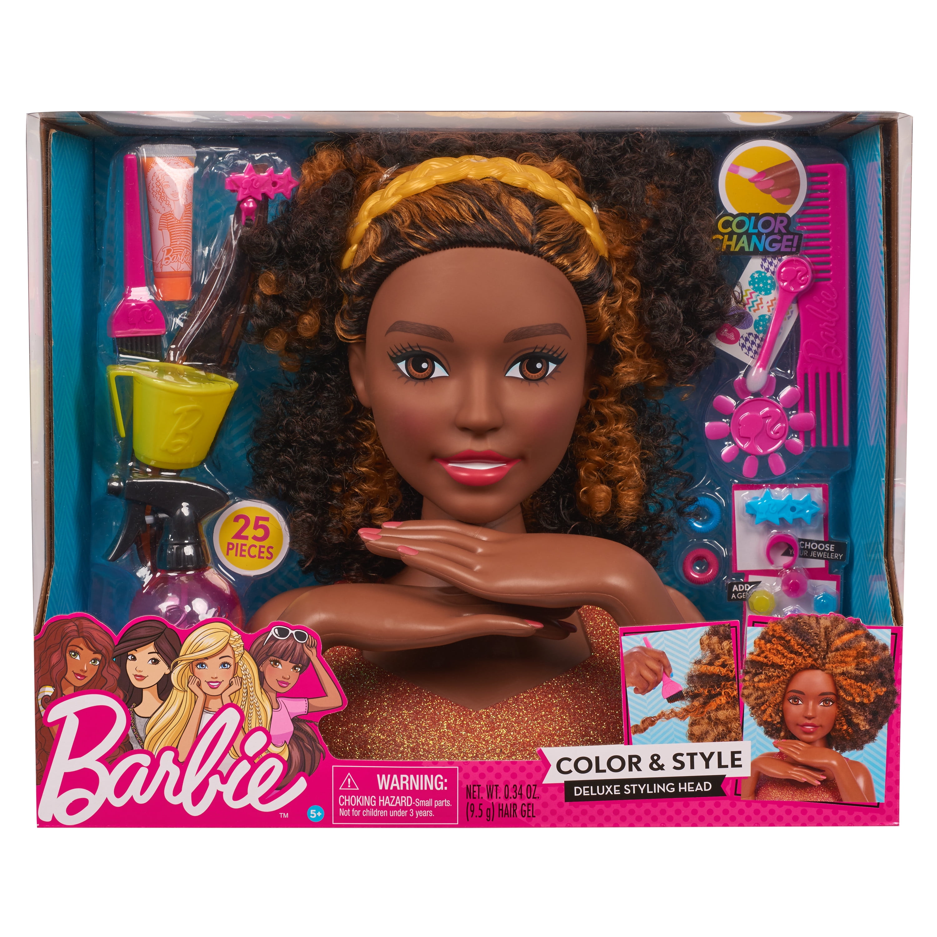 barbie styling head curly hair