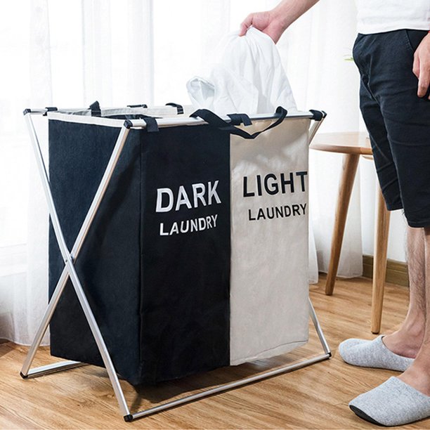 Canasta de lavandería perfecl Plegable Organizador de Cesto de lavandería de 3 cestas Bolsa Negro beige