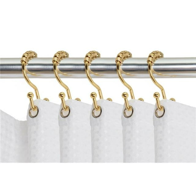 Utopia Alley HK3GD Double Roller Shower Hook, Gold - Set of 12