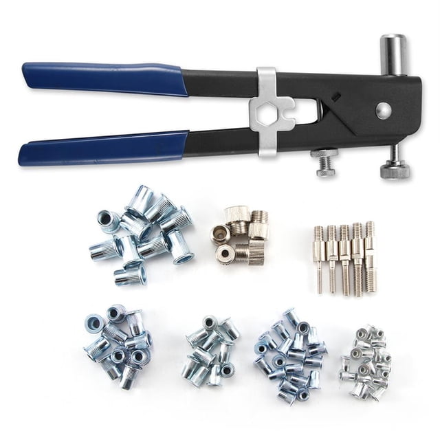 Pistolas De Remache Ciego Tuerca De Alta Resistencia Inserto Roscado Kit De Remachado Manual M3-M8 Tuercas De Remache Pistolas De Clavos Herramientas De Reparación Del Hogar 86 Uds Kearding VI007181-00